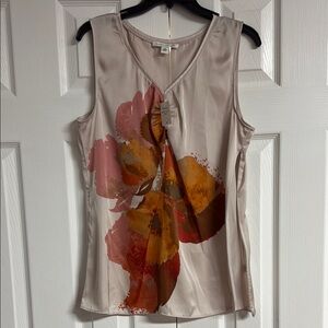 NWT! Banana Republic Fitted Cream and Orange Tank Top, Size 14